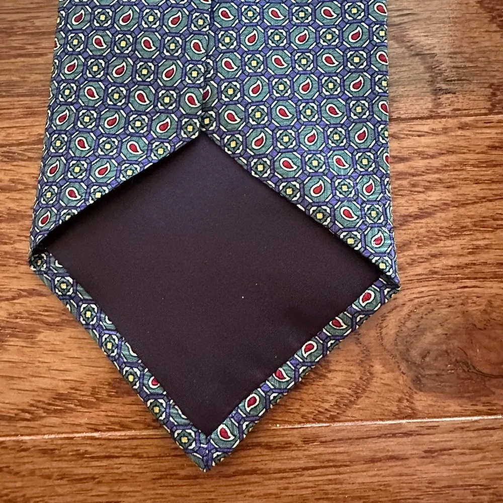 VTG Polo Ralph Lauren Necktie Mens 100% Silk Geometric 90's Hand Made